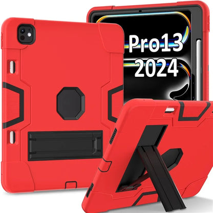 For iPad Pro 13 (2024) Case Robot Style Silicone + PC Tablet Cover with Kickstand