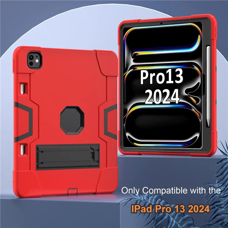 For iPad Pro 13 (2024) Case Robot Style Silicone + PC Tablet Cover with Kickstand