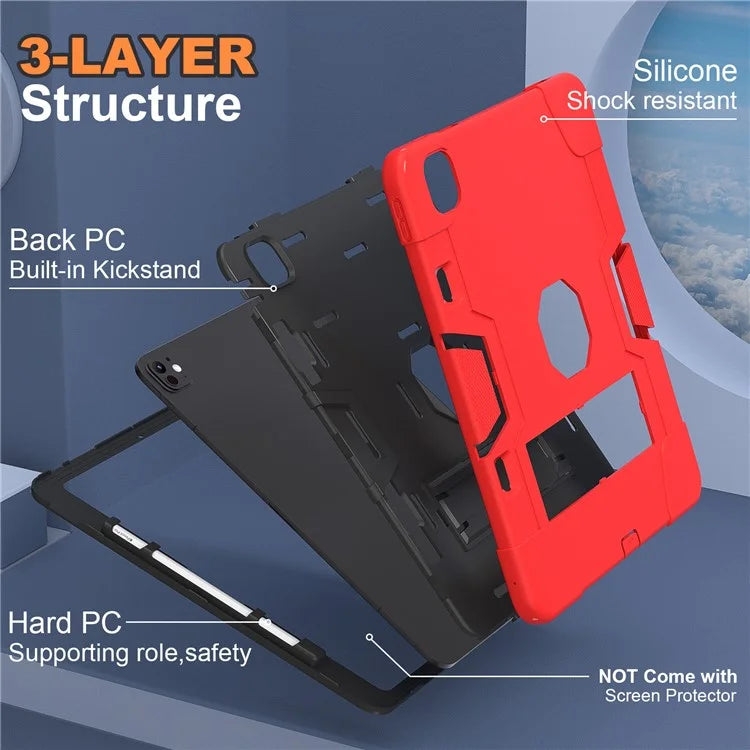 For iPad Pro 13 (2024) Case Robot Style Silicone + PC Tablet Cover with Kickstand
