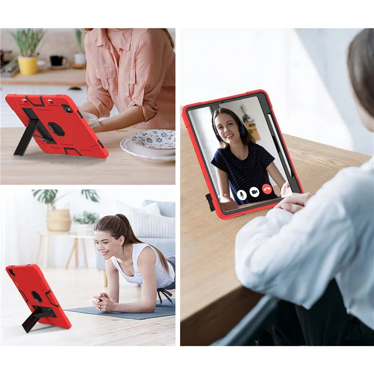 For iPad Pro 13 (2024) Case Robot Style Silicone + PC Tablet Cover with Kickstand
