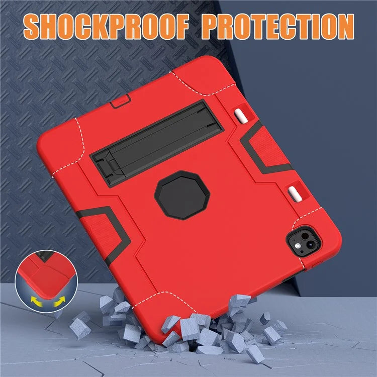 For iPad Pro 13 (2024) Case Robot Style Silicone + PC Tablet Cover with Kickstand