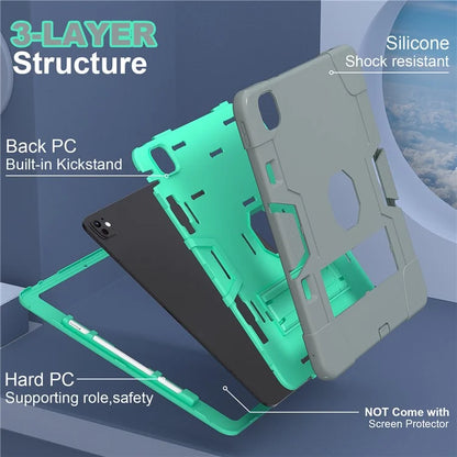 For iPad Pro 13 (2024) Case Robot Style Silicone + PC Tablet Cover with Kickstand