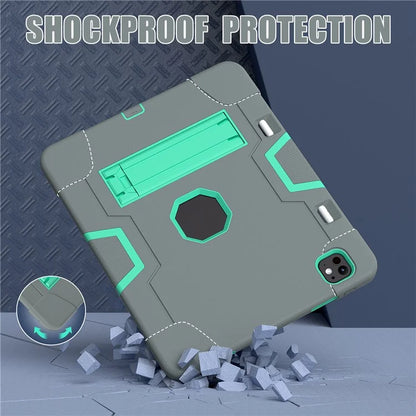 For iPad Pro 13 (2024) Case Robot Style Silicone + PC Tablet Cover with Kickstand