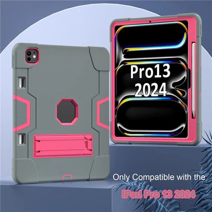 For iPad Pro 13 (2024) Case Robot Style Silicone + PC Tablet Cover with Kickstand