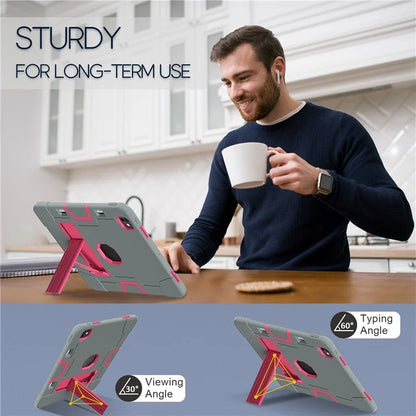 For iPad Pro 13 (2024) Case Robot Style Silicone + PC Tablet Cover with Kickstand