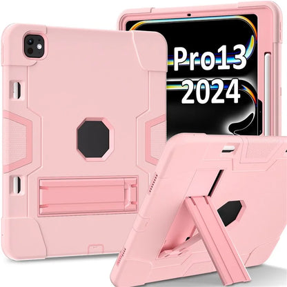 For iPad Pro 13 (2024) Case Robot Style Silicone + PC Tablet Cover with Kickstand