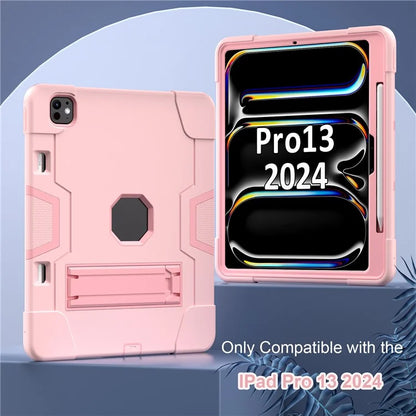 For iPad Pro 13 (2024) Case Robot Style Silicone + PC Tablet Cover with Kickstand