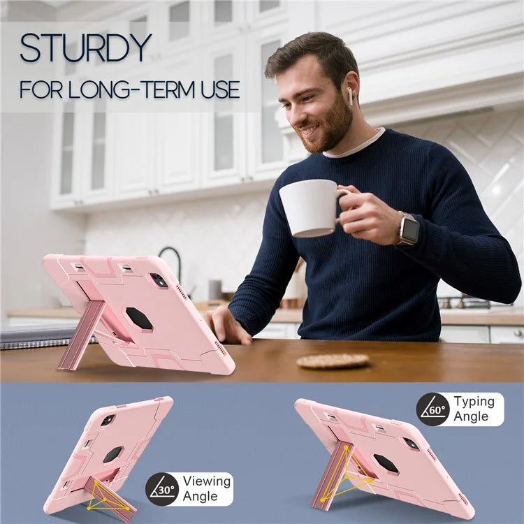 For iPad Pro 13 (2024) Case Robot Style Silicone + PC Tablet Cover with Kickstand