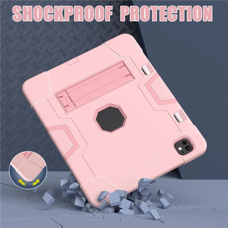 For iPad Pro 13 (2024) Case Robot Style Silicone + PC Tablet Cover with Kickstand