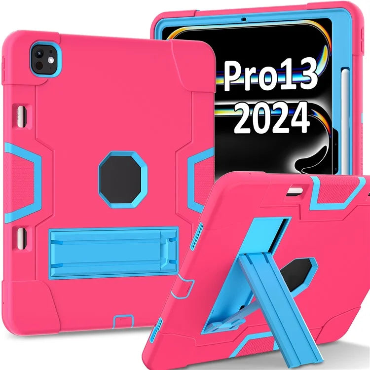 For iPad Pro 13 (2024) Case Robot Style Silicone + PC Tablet Cover with Kickstand