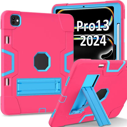 For iPad Pro 13 (2024) Case Robot Style Silicone + PC Tablet Cover with Kickstand