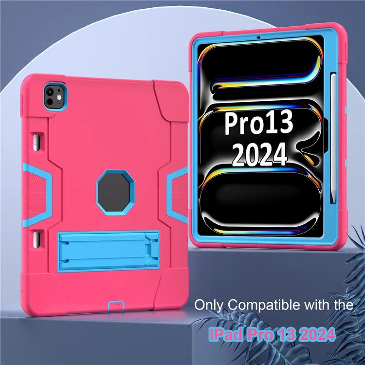 For iPad Pro 13 (2024) Case Robot Style Silicone + PC Tablet Cover with Kickstand