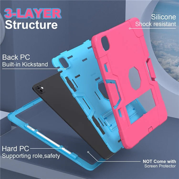 For iPad Pro 13 (2024) Case Robot Style Silicone + PC Tablet Cover with Kickstand