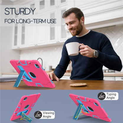 For iPad Pro 13 (2024) Case Robot Style Silicone + PC Tablet Cover with Kickstand