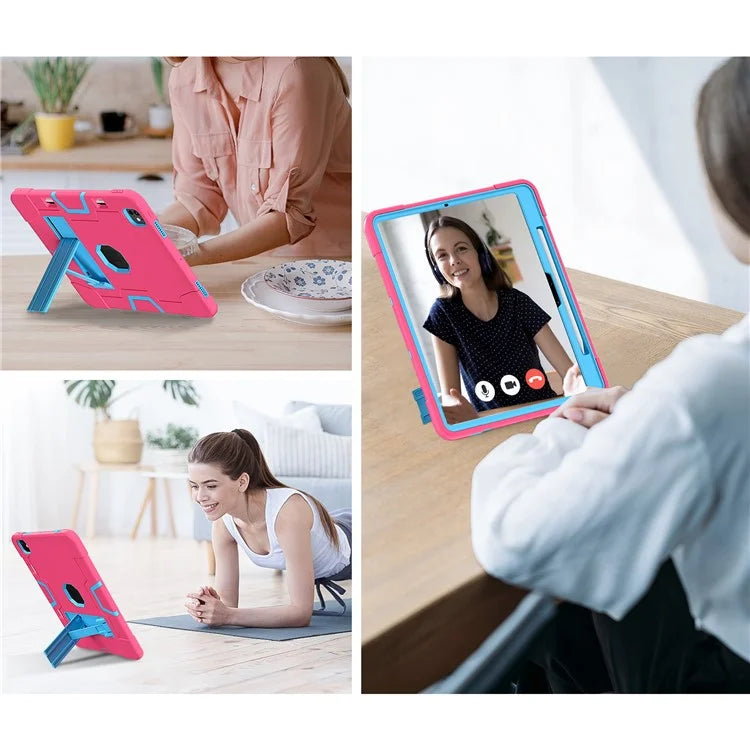 For iPad Pro 13 (2024) Case Robot Style Silicone + PC Tablet Cover with Kickstand