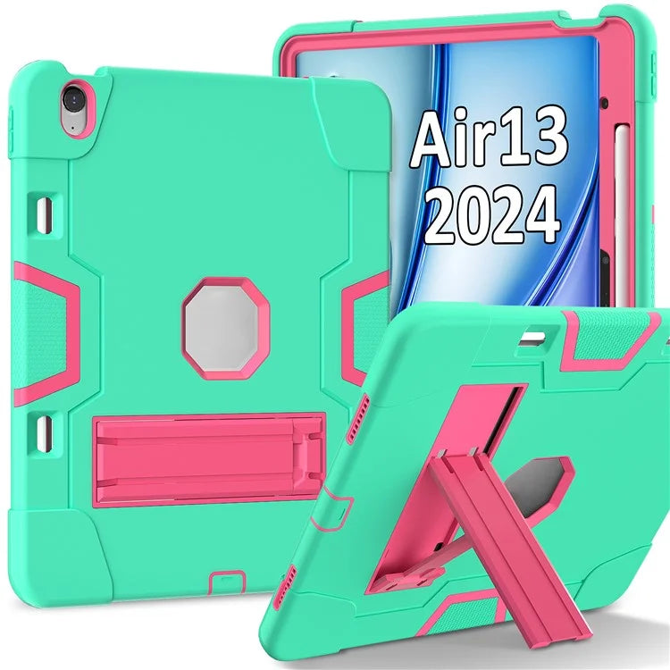 For iPad Air 13 (2024) Case Robot Style Silicone + PC Tablet Cover with Kickstand