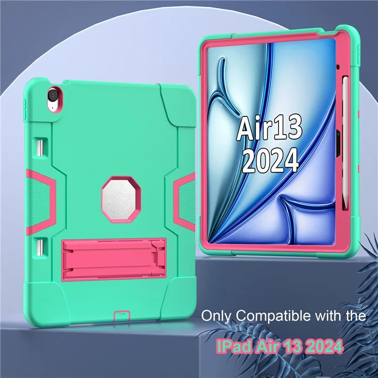 For iPad Air 13 (2024) Case Robot Style Silicone + PC Tablet Cover with Kickstand