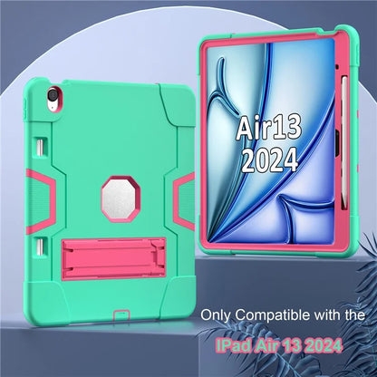 For iPad Air 13 (2024) Case Robot Style Silicone + PC Tablet Cover with Kickstand