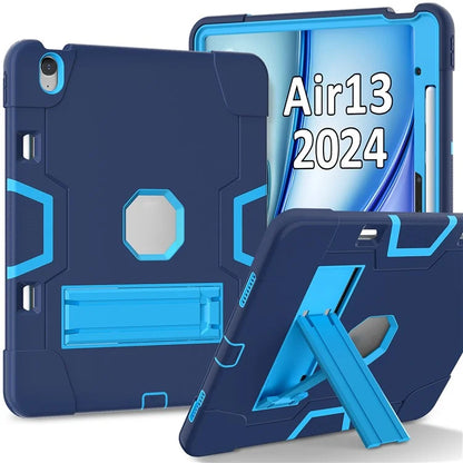 For iPad Air 13 (2024) Case Robot Style Silicone + PC Tablet Cover with Kickstand