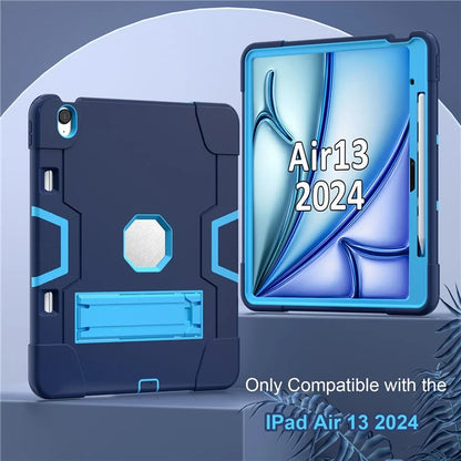 For iPad Air 13 (2024) Case Robot Style Silicone + PC Tablet Cover with Kickstand