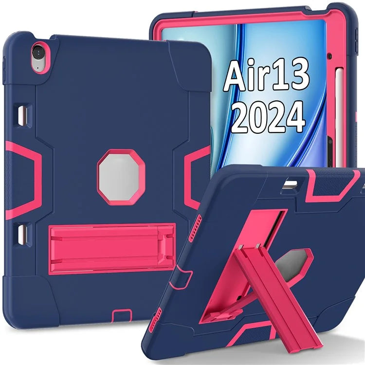 For iPad Air 13 (2024) Case Robot Style Silicone + PC Tablet Cover with Kickstand