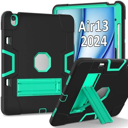 For iPad Air 13 (2024) Case Robot Style Silicone + PC Tablet Cover with Kickstand