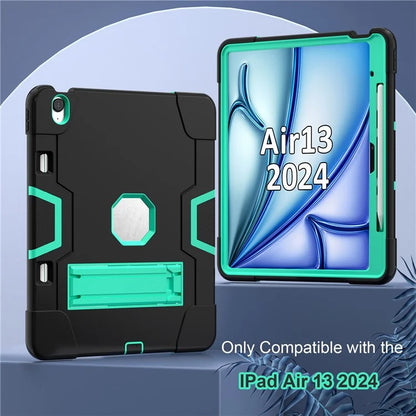 For iPad Air 13 (2024) Case Robot Style Silicone + PC Tablet Cover with Kickstand