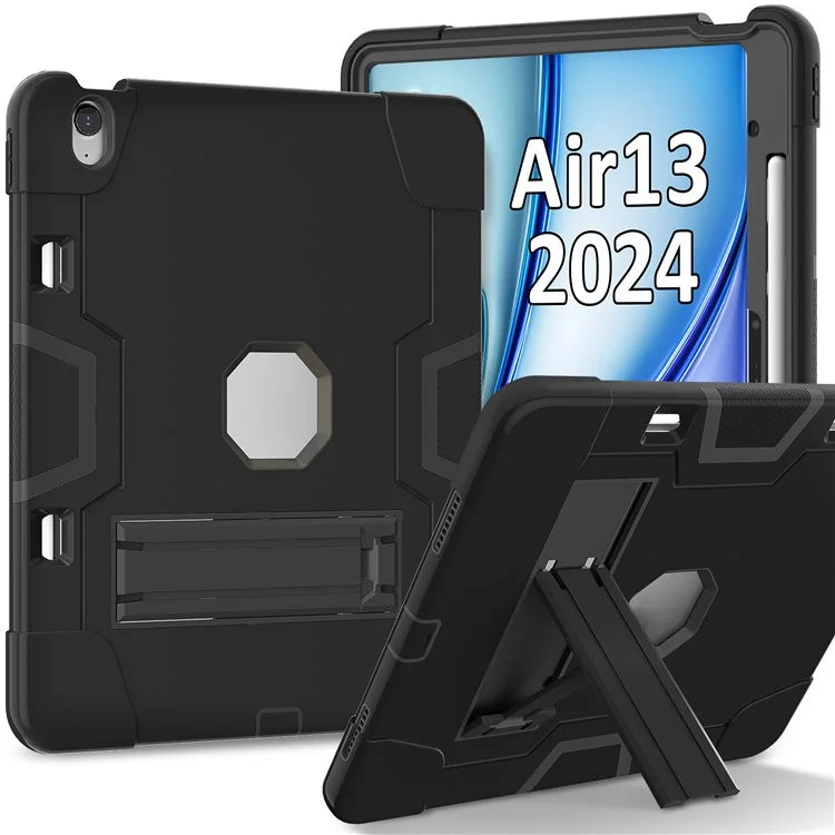 For iPad Air 13 (2024) Case Robot Style Silicone + PC Tablet Cover with Kickstand