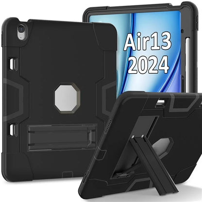 For iPad Air 13 (2024) Case Robot Style Silicone + PC Tablet Cover with Kickstand