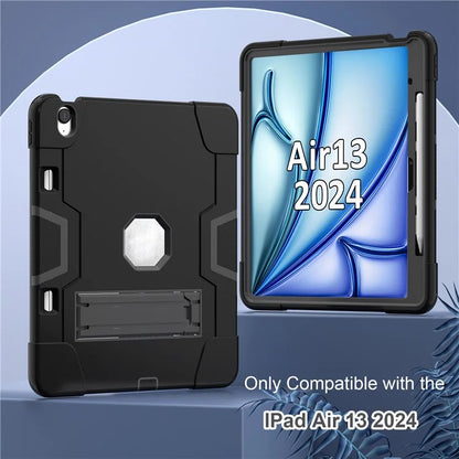 For iPad Air 13 (2024) Case Robot Style Silicone + PC Tablet Cover with Kickstand