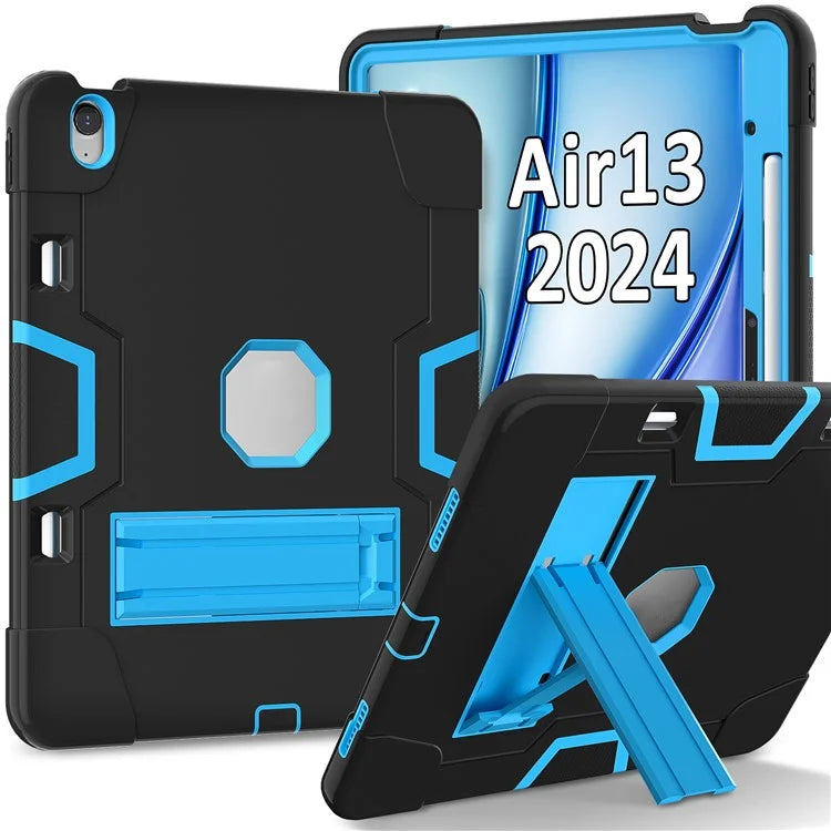 For iPad Air 13 (2024) Case Robot Style Silicone + PC Tablet Cover with Kickstand