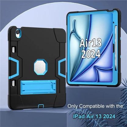 For iPad Air 13 (2024) Case Robot Style Silicone + PC Tablet Cover with Kickstand