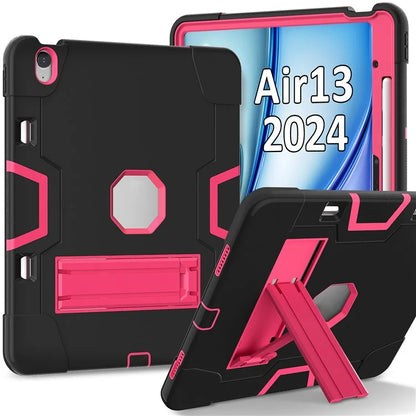 For iPad Air 13 (2024) Case Robot Style Silicone + PC Tablet Cover with Kickstand