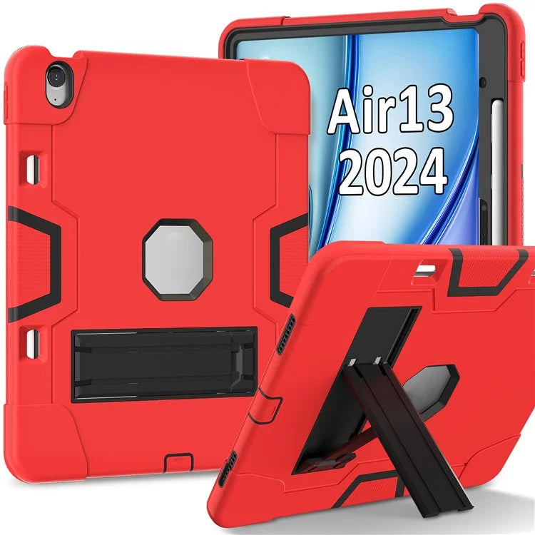 For iPad Air 13 (2024) Case Robot Style Silicone + PC Tablet Cover with Kickstand