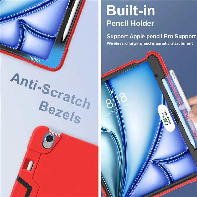 For iPad Air 13 (2024) Case Robot Style Silicone + PC Tablet Cover with Kickstand