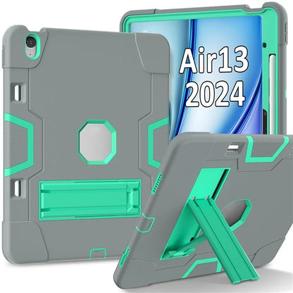 For iPad Air 13 (2024) Case Robot Style Silicone + PC Tablet Cover with Kickstand