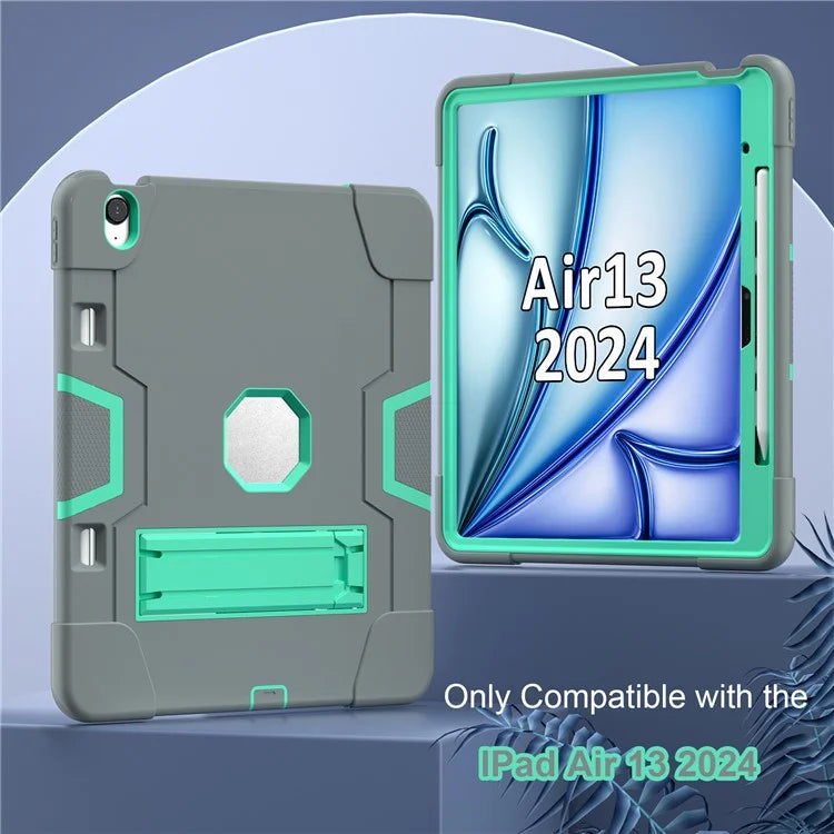 For iPad Air 13 (2024) Case Robot Style Silicone + PC Tablet Cover with Kickstand