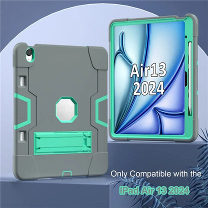 For iPad Air 13 (2024) Case Robot Style Silicone + PC Tablet Cover with Kickstand
