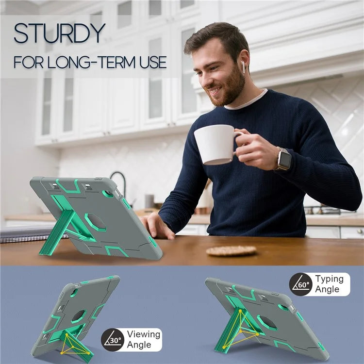 For iPad Air 13 (2024) Case Robot Style Silicone + PC Tablet Cover with Kickstand