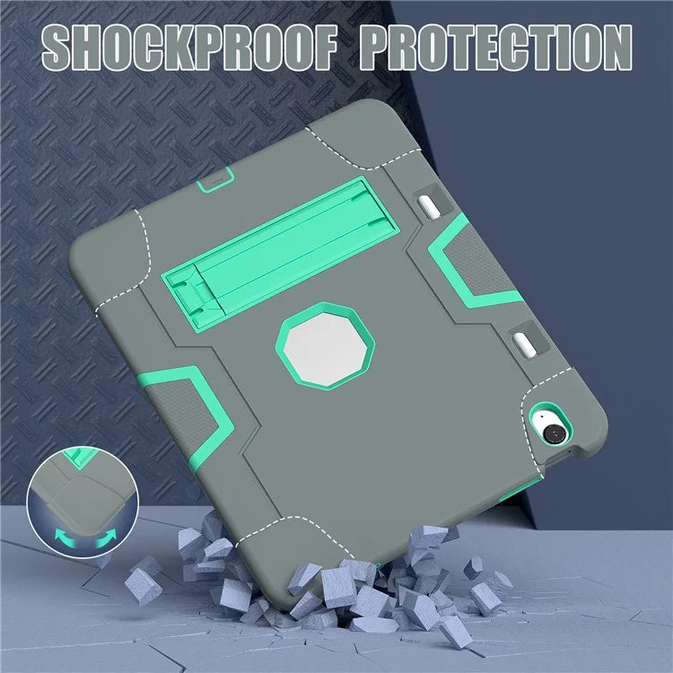 For iPad Air 13 (2024) Case Robot Style Silicone + PC Tablet Cover with Kickstand