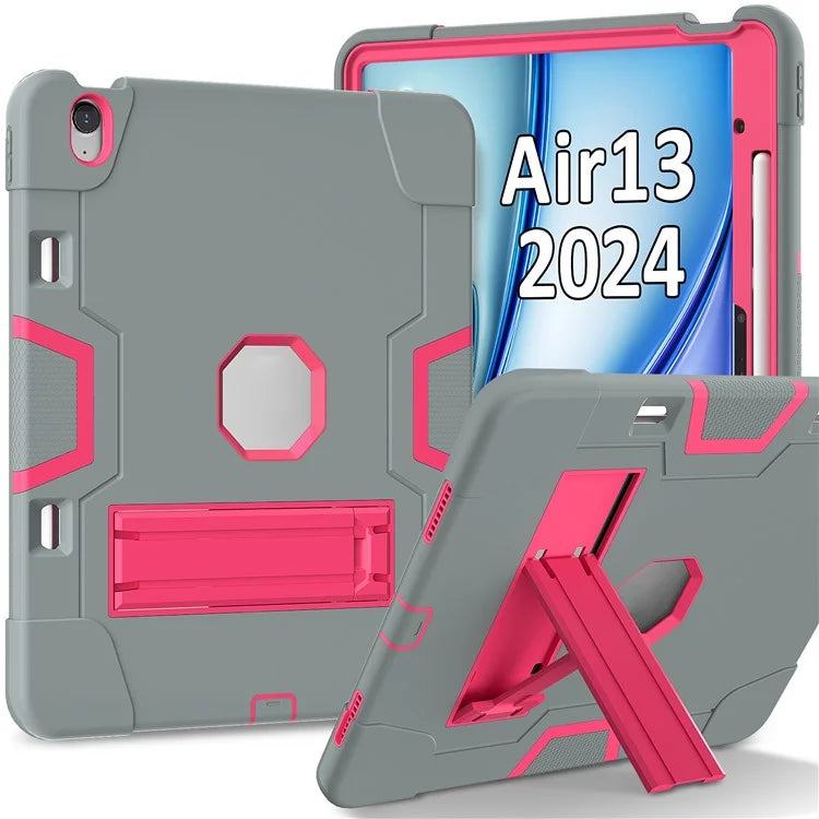 For iPad Air 13 (2024) Case Robot Style Silicone + PC Tablet Cover with Kickstand