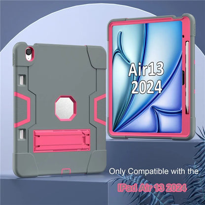 For iPad Air 13 (2024) Case Robot Style Silicone + PC Tablet Cover with Kickstand