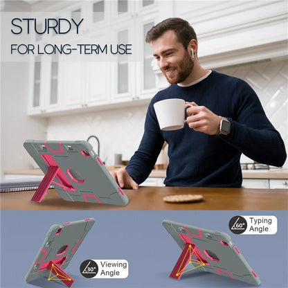 For iPad Air 13 (2024) Case Robot Style Silicone + PC Tablet Cover with Kickstand