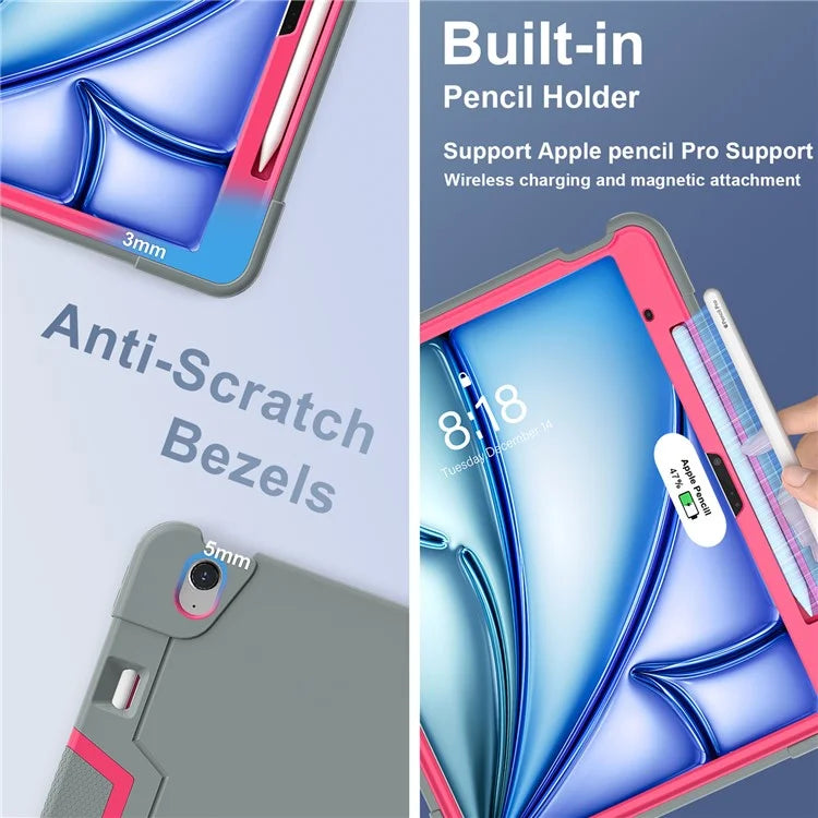 For iPad Air 13 (2024) Case Robot Style Silicone + PC Tablet Cover with Kickstand