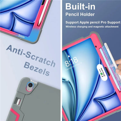 For iPad Air 13 (2024) Case Robot Style Silicone + PC Tablet Cover with Kickstand