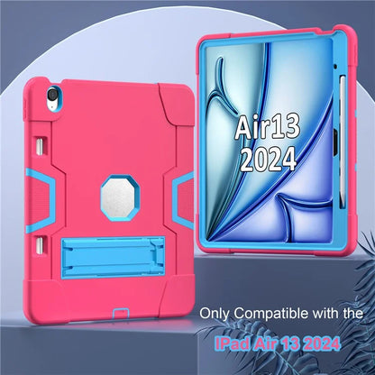 For iPad Air 13 (2024) Case Robot Style Silicone + PC Tablet Cover with Kickstand