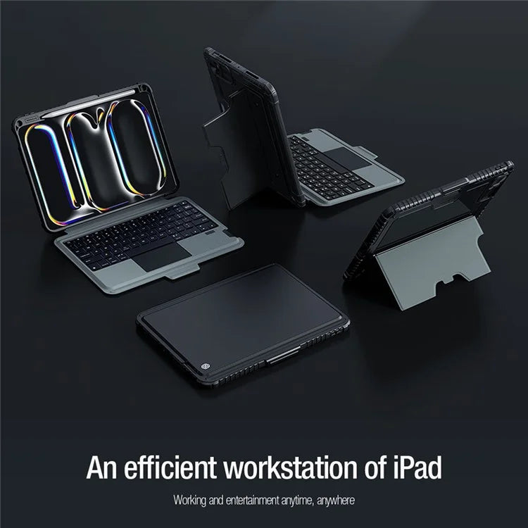 NILLKIN For iPad Pro 11 (2024) Tablet Case with Detachable Bluetooth Keyboard (Backlight Version)
