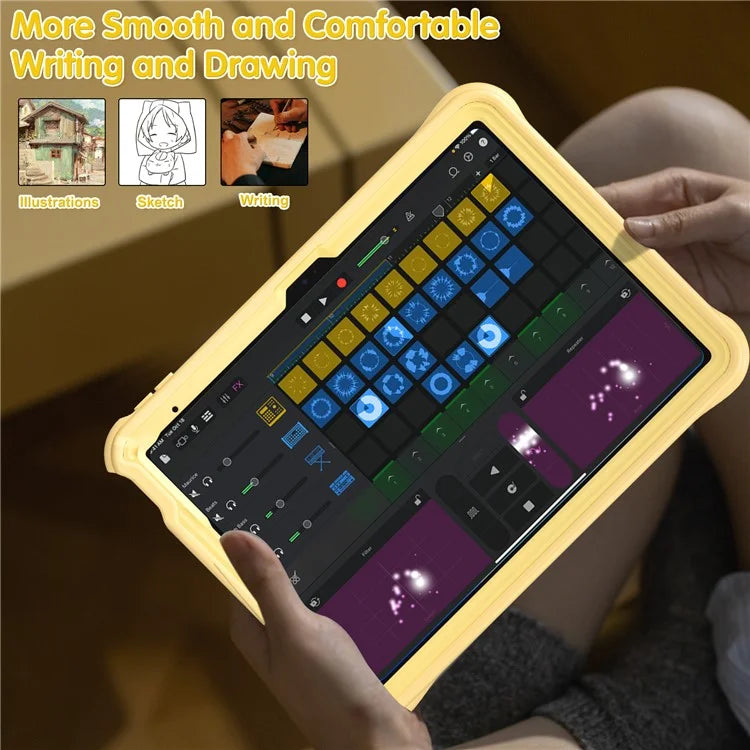 For iPad 10.9 (2022) Case Duck Pattern Hand Strap Kickstand PC+Silicone+TPU Tablet Cover