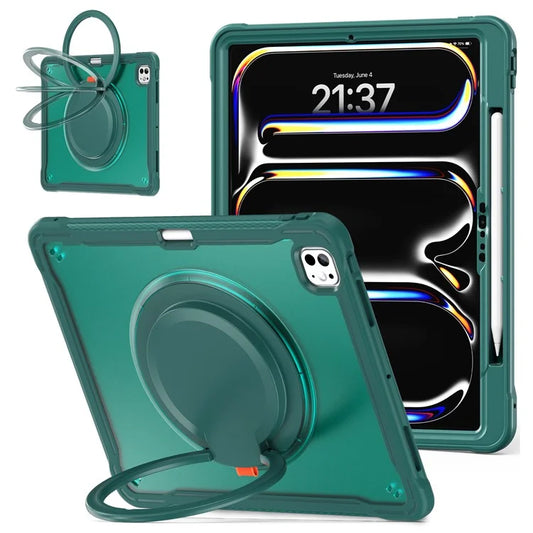 For iPad Pro 13 (2024) Case Rotary Kickstand PC+TPU+Silicone Tablet Cover
