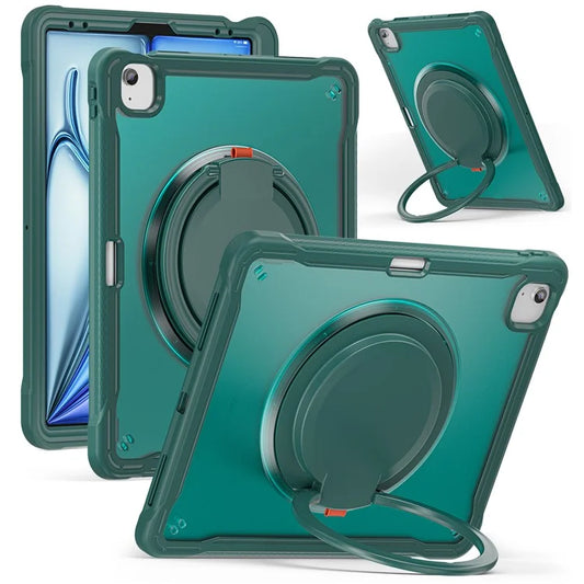 For iPad Air 13 (2024) / iPad Pro 12.9 (2022) / (2021) / (2020) / (2018) Case Rotary Kickstand PC+TPU+Silicone Tablet Cover